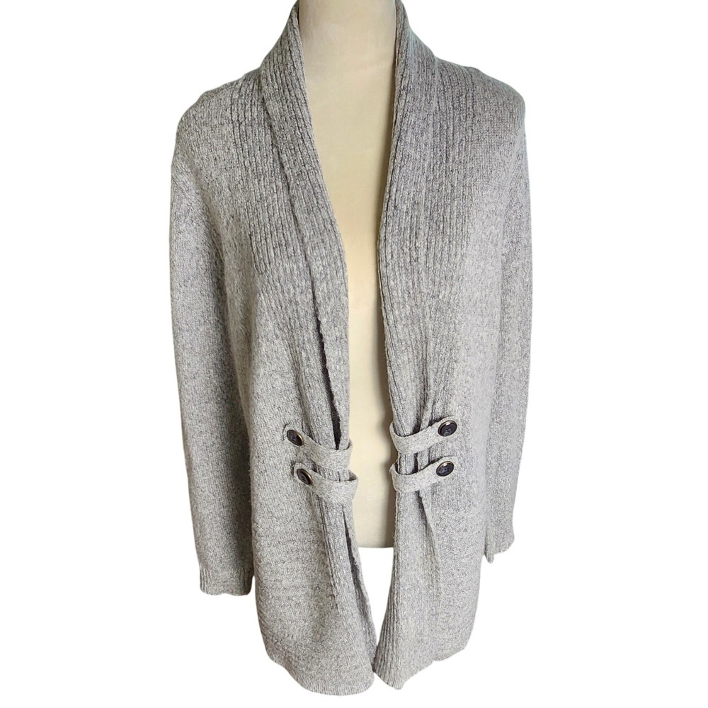 Womens‎ Cardigan Sweater Open Front XL Heather Gray Shawl Collar Lagenlook Apt 9